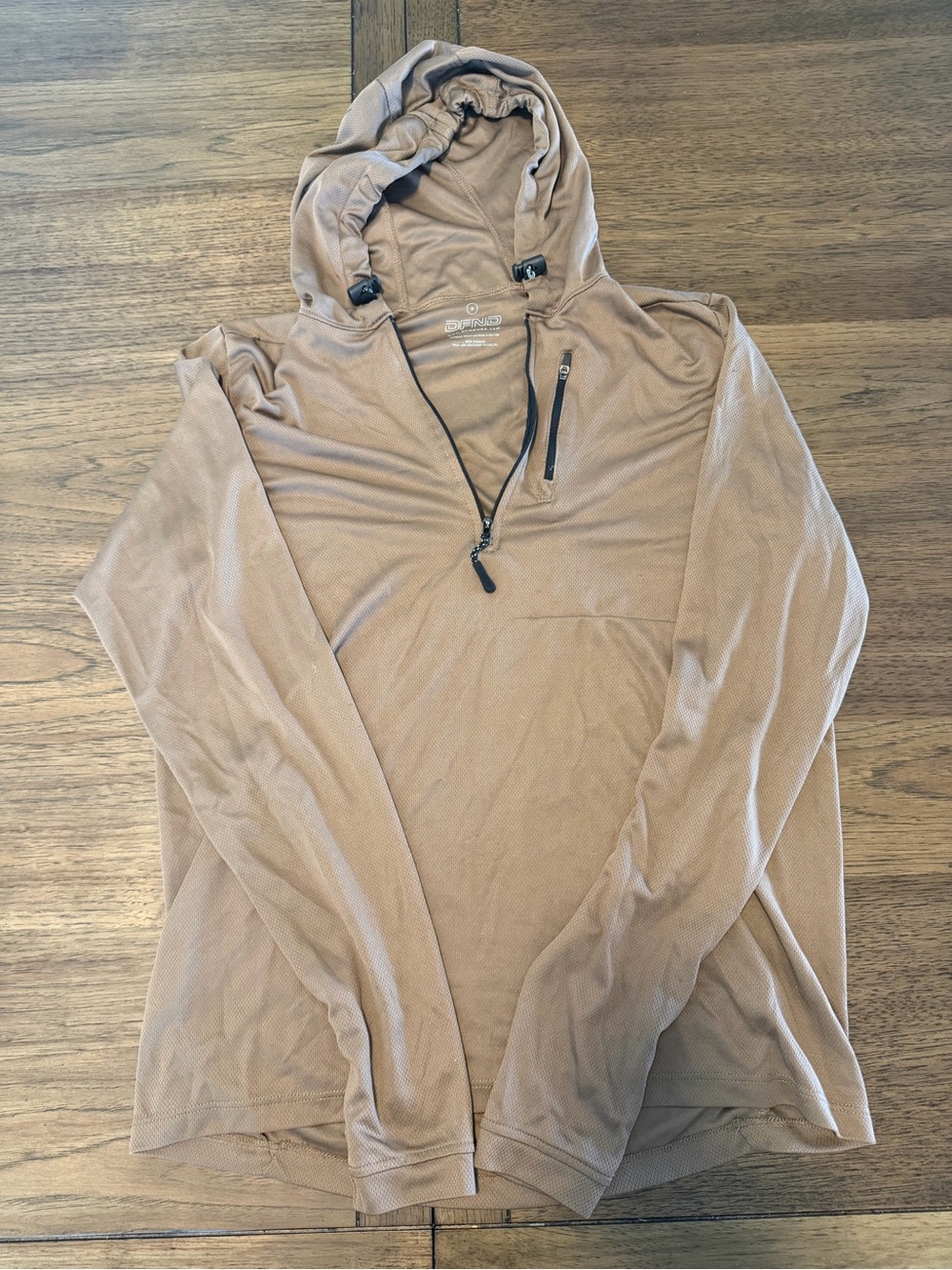 DFND Men's Tan Half-Zip Hooded Pullover
